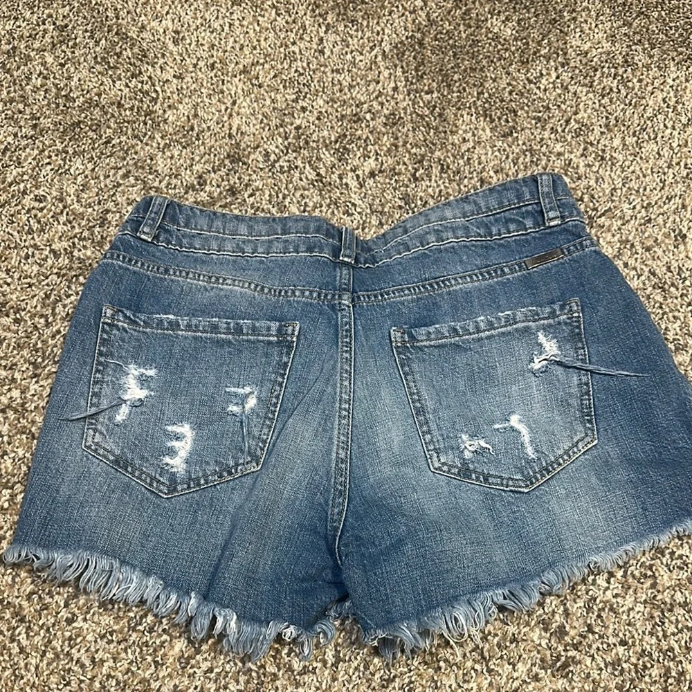 Denim Blue Distressed Women's Shorts - Picture 5 of 6